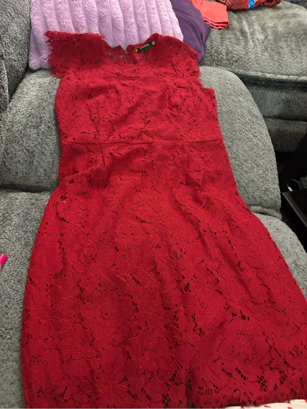 Miusol Red Lace Midi Dress